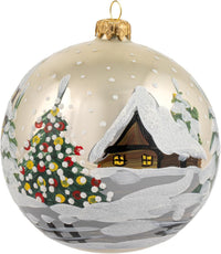 Polish Hand Blown Glass Christmas Ornaments Ball, Cottage Champagne 5in - image 2