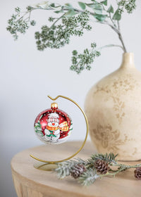 Blown Glass Christmas Ornaments Ball, Snowman & Mistletoe Burgundy 3 in - image 3