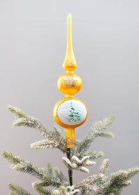 Finial Glass Christmas Vintage Tree Topper, Gold Wave 12 in | Vintage christmas tree toppe - image 6