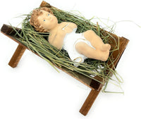 Baby Jesus Figurines Manger Nativity Scene Set Indoor Wooden Crib 3.5 in