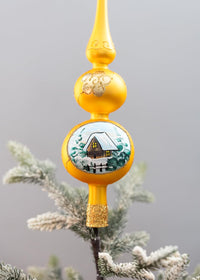 Finial Glass Christmas Vintage Tree Topper, Gold Wave 12 in | Vintage christmas tree toppe - image 4