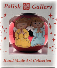 Christmas Ornament, Two Praying Angels, Blown Glass Ball 3-inch - image 3