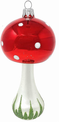 Red Mushroom Glass Christmas Ornaments Balls Hand Blown 5 in - image 4