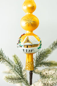 Finial Glass Christmas Vintage Tree Topper, Gold Snowflake 15 in - image 3