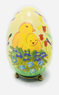Colorful Hand Painted Easter Egg Cartoon Chickens Decor for Home and Table, Centerpiece (C