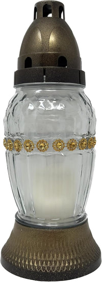 AM Décor Cemetery Memorial Candle | Gravesite Remembrance Decoration| Glass Lantern Europe