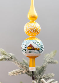 12 Inch Gold Spitz Glass Christmas Tree Topper Mouth Blown by Polish Artisans and Hand Dec - image 4