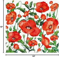 Floral Napkins Paper Disposable Decorative Decoupage Flanders Poppy 13 in - image 3
