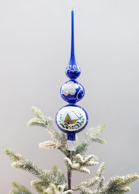 Finial Glass Christmas Vintage Tree Topper, Blue Wave 12 in - image 6