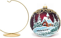 Hand Blown Glass Ball Christmas Ornament, 6 in, Winter Dusk Burgundy