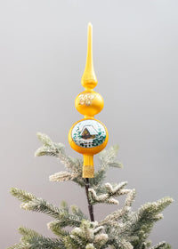 Finial Glass Christmas Vintage Tree Topper, Gold Wave 12 in | Vintage christmas tree toppe - image 5
