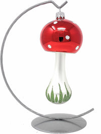 Red Mushroom Glass Christmas Ornaments Balls Hand Blown 5 in - image 3