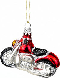 Mini Glass Christmas Ornaments Ball Hand Blown, Red Motorcycle 2 in