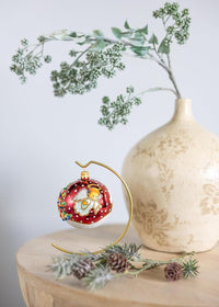 Hand Blown Glass Christmas Ornaments Ball, Angel & House Burgundy 3 in - image 2
