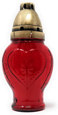 AM Décor European Cemetery Memorial Candle | Gravesite Remembrance Decoration| Small Red H