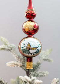 Finial Glass Christmas Vintage Tree Topper, Burgundy Wave 12 in - image 4