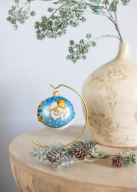 Polish Hand Blown Glass Christmas Ornaments Ball Angel House Blue - image 2