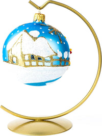 Polish Hand Blown Glass Christmas Ornaments Ball Angel House Blue - image 4