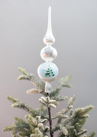 Finial Glass Christmas Vintage Tree Topper, Silver Wave 12 in - image 6