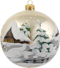 Polish Hand Blown Glass Christmas Ornaments Ball, Cottage Champagne 5in - image 2