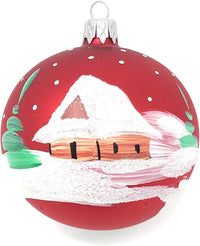 Hand Blown Glass Christmas Ornaments Ball, Snowman & Mistletoe Red 3 in - image 2