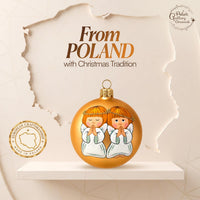 Polish Hand Blown Glass Christmas Ornaments Ball, Praying Angel Gold 3 in - image 6