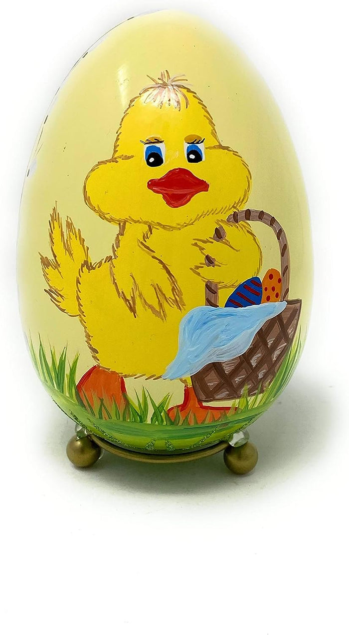 Colorful Hand Painted Easter Egg Cartoon Chickens Decor for Home and Table, Centerpiece (C