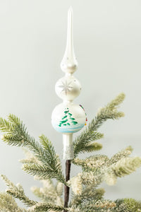 Finial Glass Christmas Vintage Tree Topper, Silver Snowflake 15 in - image 4