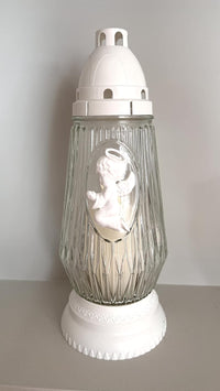 AM Décor 3D White Angel Cemetery Memorial Candle | Gravesite Remembrance Decoration/Glass  - image 3