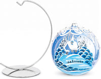 Hand Blown Glass Christmas Ornaments Ball, Wonderland Sky 6 in + Stand