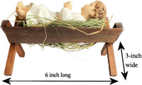 Baby Jesus Figurines Manger Nativity Scene Set Indoor Wooden Crib 5 in - image 2