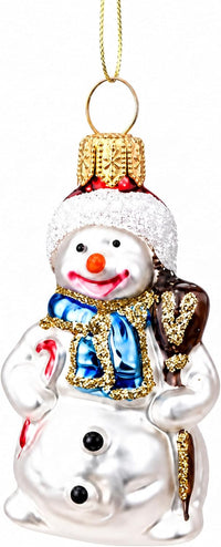Mini Glass Christmas Ornaments Ball Hand Blown, Snowman 2 in