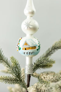 Finial Glass Christmas Vintage Tree Topper, Silver Snowflake 15 in - image 3