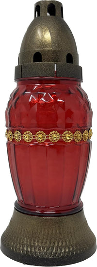 AM Décor Cemetery Memorial Candle | Gravesite Remembrance Decoration| Glass Lantern Europe