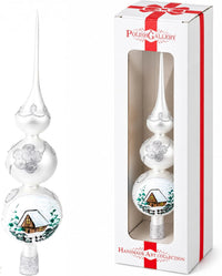 Finial Glass Christmas Vintage Tree Topper, Silver Wave 15 in