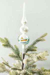 Finial Glass Christmas Vintage Tree Topper, Silver Snowflake 15 in - image 5