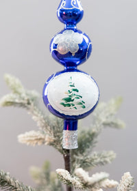 Finial Glass Christmas Vintage Tree Topper, Blue Wave 12 in - image 3