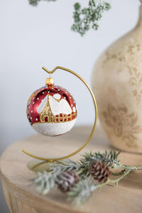 3-inch Glass Ball Christmas Ornament Santa Claus with Snowman Polish Glass Ornament (Burgundy, 3-inch/80mm) - image 7