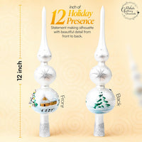 Finial Glass Christmas Vintage Tree Topper, Silver Snowflake 12 in - image 3