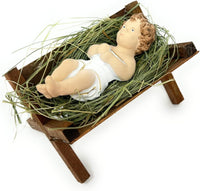 Baby Jesus Figurines Manger Nativity Scene Set Indoor Wooden Crib 3.5 in - image 2