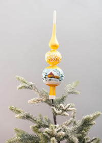 12 Inch Gold Spitz Glass Christmas Tree Topper Mouth Blown by Polish Artisans and Hand Dec - image 2