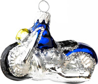 Mini Glass Christmas Ornaments Ball Hand Blown, Blue Motorcycle 2 in