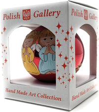 Christmas Ornament, Two Praying Angels, Blown Glass Ball 3-inch - image 4