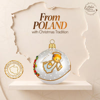 Hand Blown Glass Christmas Ornaments Ball, Angel & House White Silver 3 in - image 7