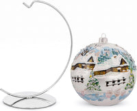 Hand Blown Glass Ball Christmas Ornament, 6 in, Blast White
