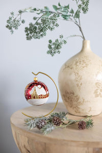 3-inch Glass Ball Christmas Ornament Santa Claus with Snowman Polish Glass Ornament (Burgundy, 3-inch/80mm) - image 6