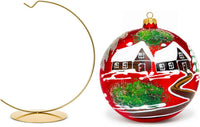 Hand Blown Glass Ball Christmas Ornament, 6 in, Countryside Matte Red
