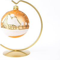 Christmas Ornament Angel with House and Holiday Tree Blown Glass Ball 3-inch (Gold Matte) - image 4