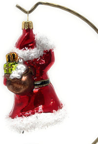 Christmas Tree Ornament Blown Glass Classic Santa, 5 inch, Red, White, Black - image 6