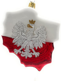 Poland Coat of Arms Christmas Ornament Blown Glass Hand Decorated Red and White Polish Gif - image 3